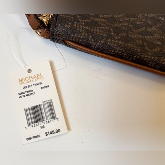 Michael Kors Jet Set Travel TZ Wristlet MK Brown - Picture 7 of 14